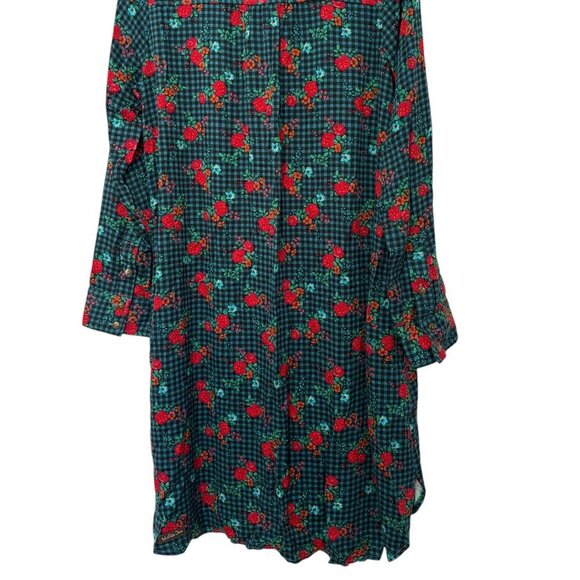 NWT Matilda Jane Fa La La Button Down Shirt Dress Green Red Floral Size Medium - Picture 7 of 11